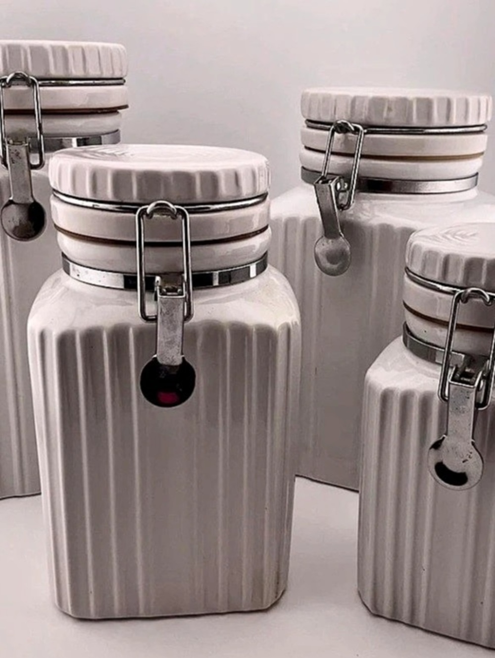 Gabbay Ceramic Canister Set White Kitchen Storage (set of 4)